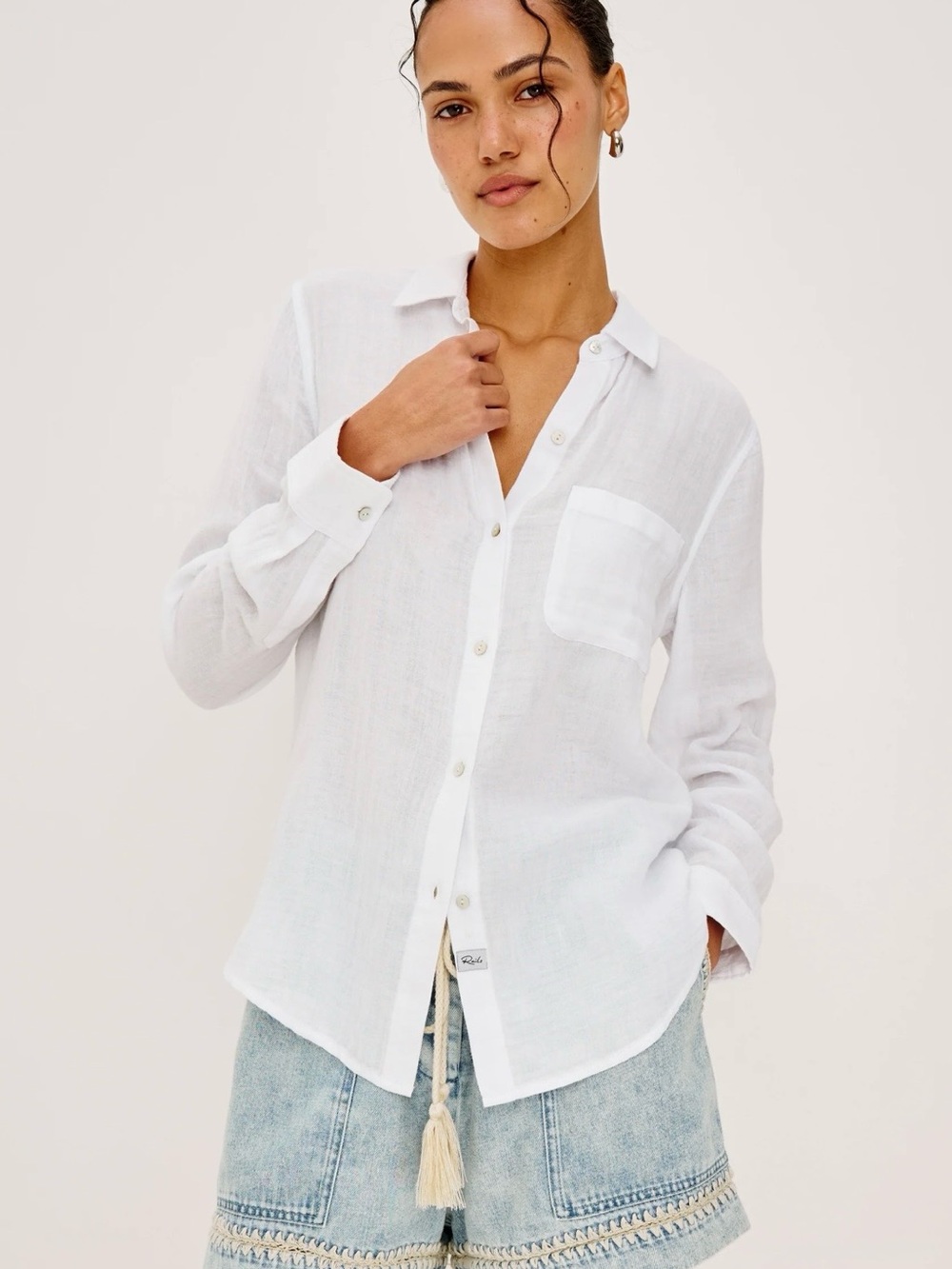 Rails White Linen Button-Down Shirt